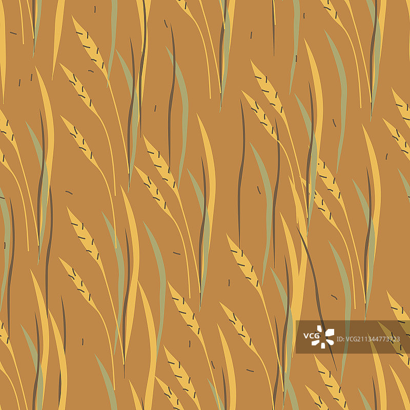 秋色手绘抽象卡通小麦带图片素材